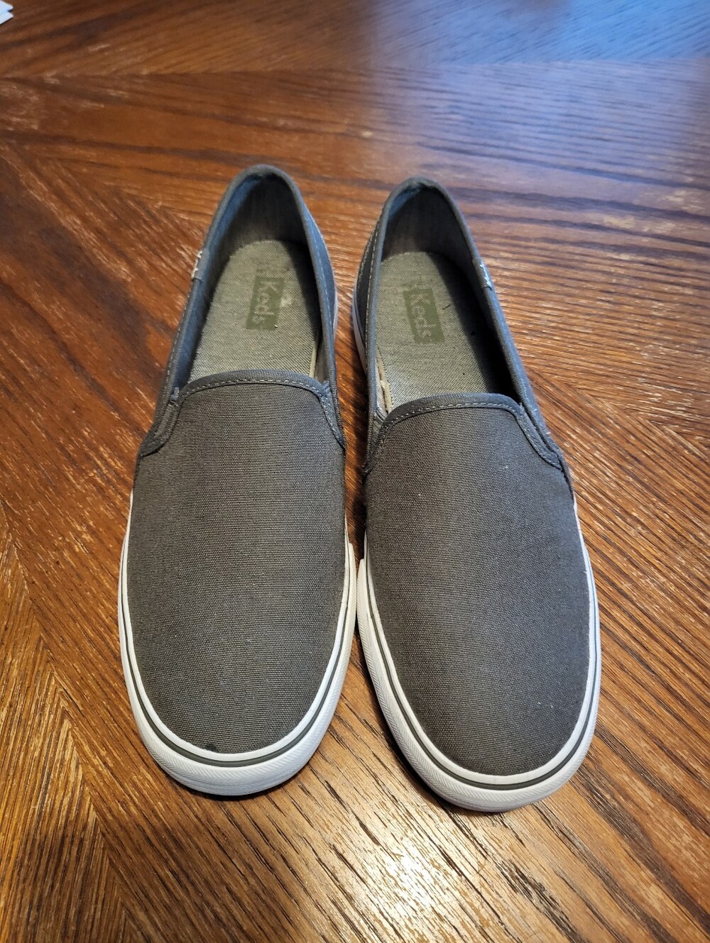 Keds Women's Slip-On Canvas Loafers - Charcoal Gray with White Sole